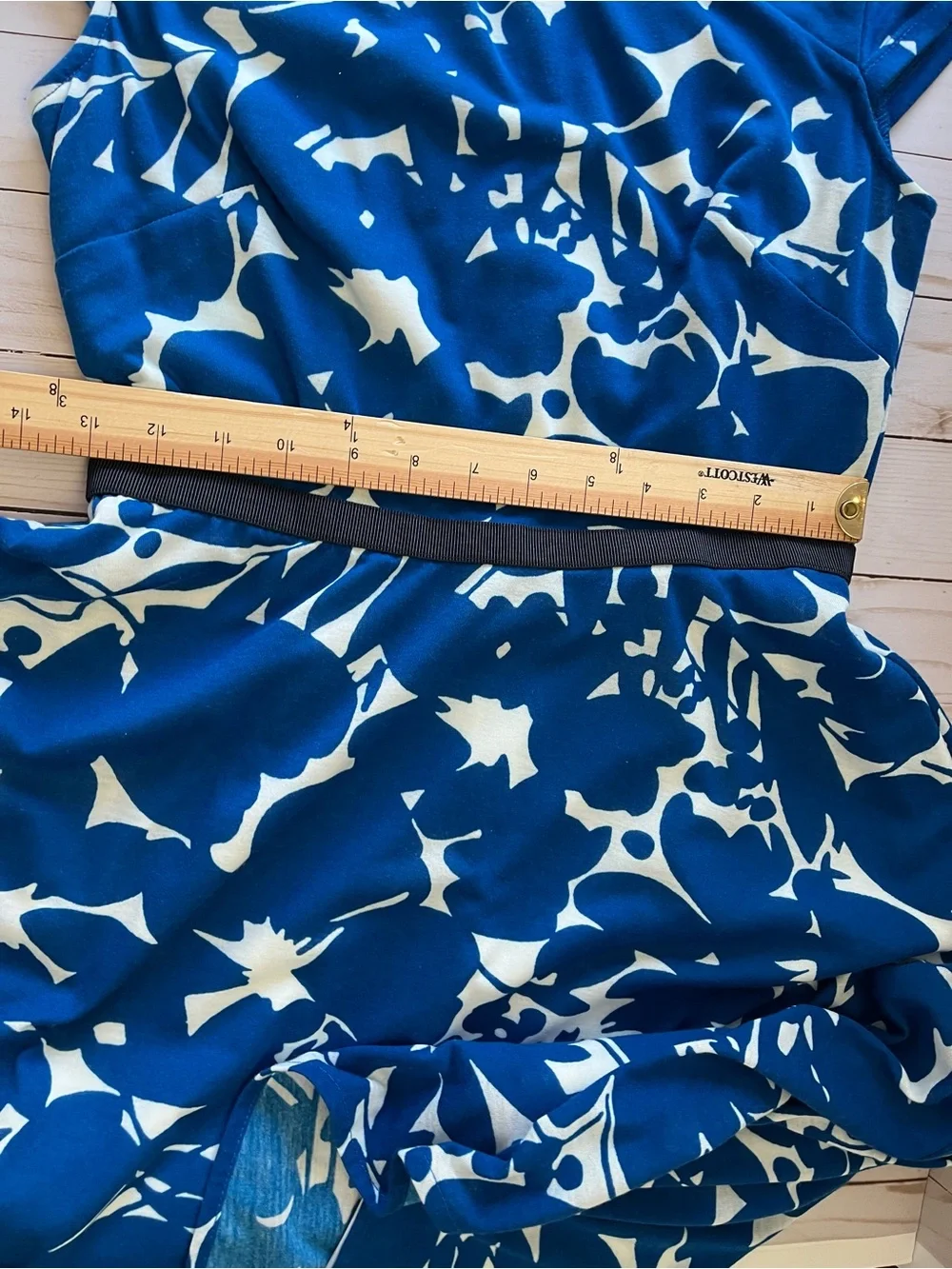 Ann Taylor Vibrant Royal Blue and White Floral Fit-and-Flare Mini Dress